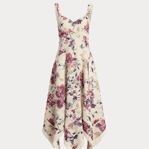 Lauren Floral Linen Sleeveless Dress Size 2 Like New